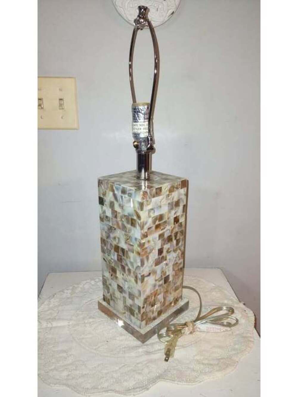 Capiz Shell Mother of Pearl Mosaic and Lucite Lamp